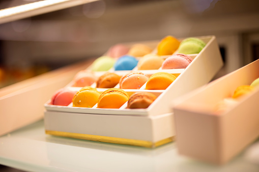 Beautiful Multicolored Macarons in Gift Box