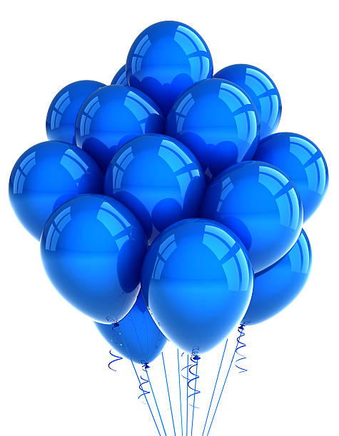 istock Large bunch of blue party balloons on white background 132056883