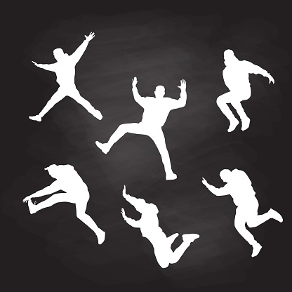 man doing a variety of jumping poses in this silhouette vector illustration