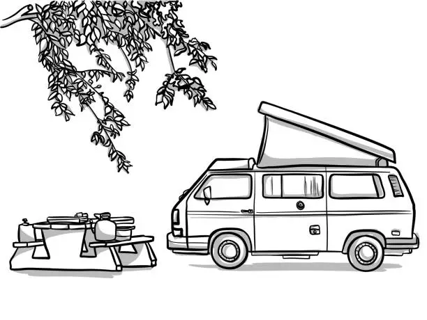 Vector illustration of Travel Van Camper