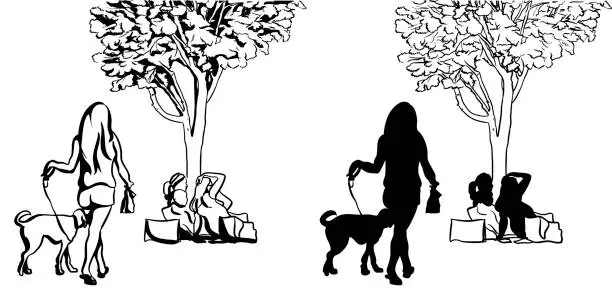 Vector illustration of Dog Prancing Around At The Park Silhouette