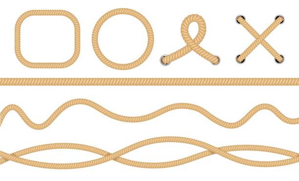 istock Nautical loops. Vector knots for rope. Realistic knot round and square borders. Marine ropes 1320577444