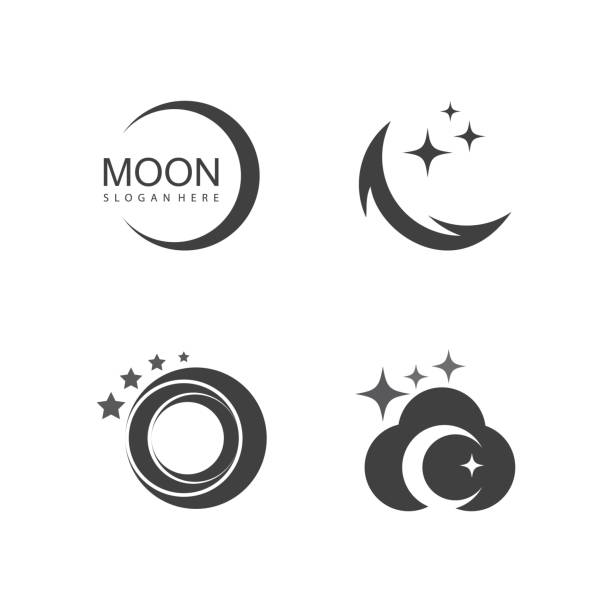 illustrazioni stock, clip art, cartoni animati e icone di tendenza di logo illustrazione luna - crescent