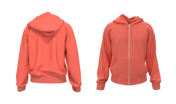 istock Blank hooded sweatshirt mockup with zipper in front and back views 1320583399