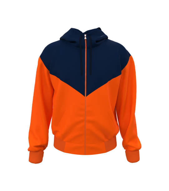 istock Blank hooded sweatshirt mockup with zipper in front view 1320583423