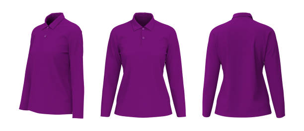 istock Blank collared shirt mockup in front, side and back views 1320584072