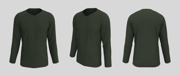 istock men's long- sleeve t-shirt mockup in front, side and back views 1320584857