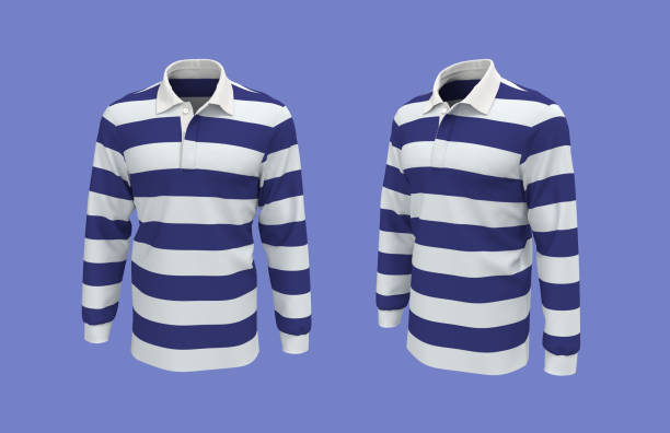 istock Striped rugby shirt mockup 1320584864