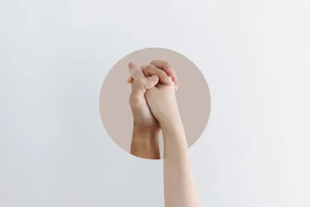 Photo of Digital collage modern art. Holding hand