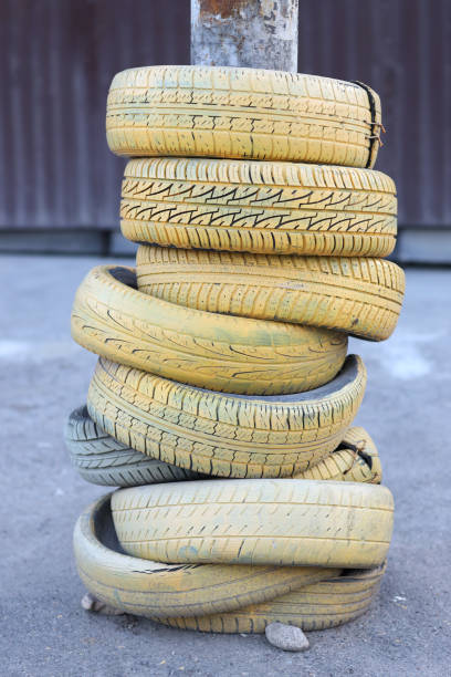 istock Empty playground with colorful old tires. Recycled tires, environmentally friendly. 1320604087