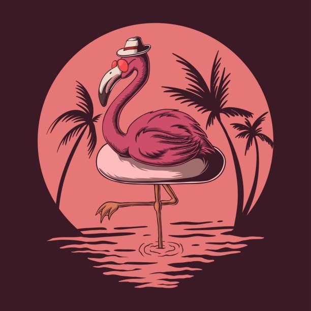 Flamingo summer vibes vector illustration for your company or brand
