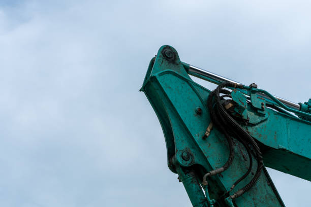 Excavator working on the land.