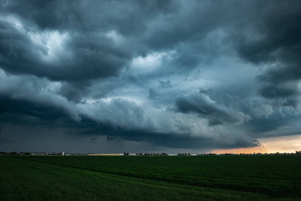 istock Shelf cloud of a thunderstorm in the evening light 1320608375