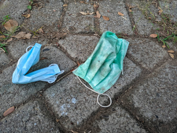 istock used medical masks carelessly dumped on the sidewalk 1320609372