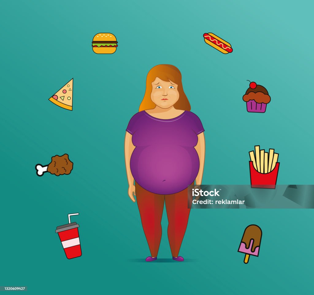 Sad Fat Women Obese Character Fat Boy Cartoon Vector Illustration Young Sad  Fat Obesity Women Vector Flat Illustration Character Loss Design Isolated  On Green Background Stock Illustration - Download Image Now - iStock