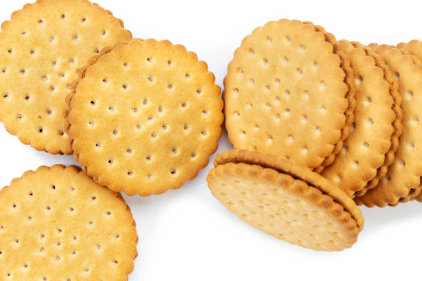 istock Round delicious cookies with filling on a white background. 1320610528