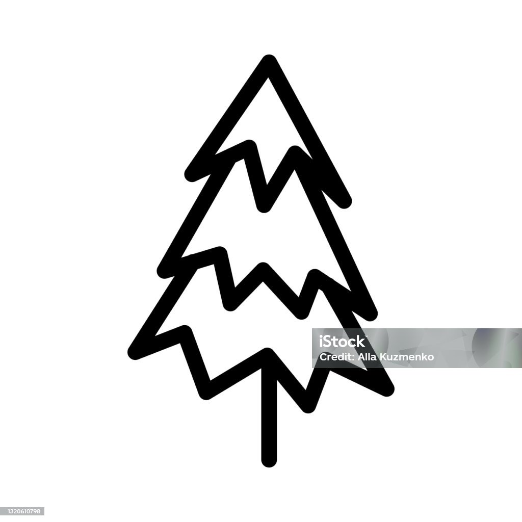 Schwarz Und Weiß Vorlage Tannenbaumsymbol Vektorsymbolzeichen Isoliert