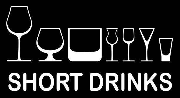 istock Set of glasses for short drinks and shots. Vector on black background 1320612927