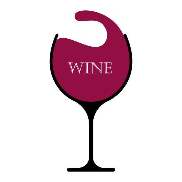 glas rotwein, spritzer, flacher stil - spilling wine glass drink stock-grafiken, -clipart, -cartoons und -symbole