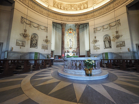 Turin, Italy - Circa January 2017: Church of La Gran Madre interior