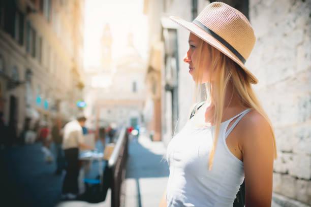 istock Girl tourist exploring new city 1320621685
