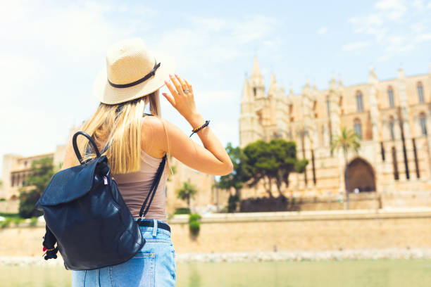 istock Girl tourist exploring new city 1320621966