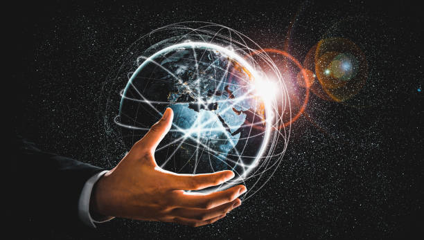 istock Global network connection covering earth with link of innovative perception 1320623142