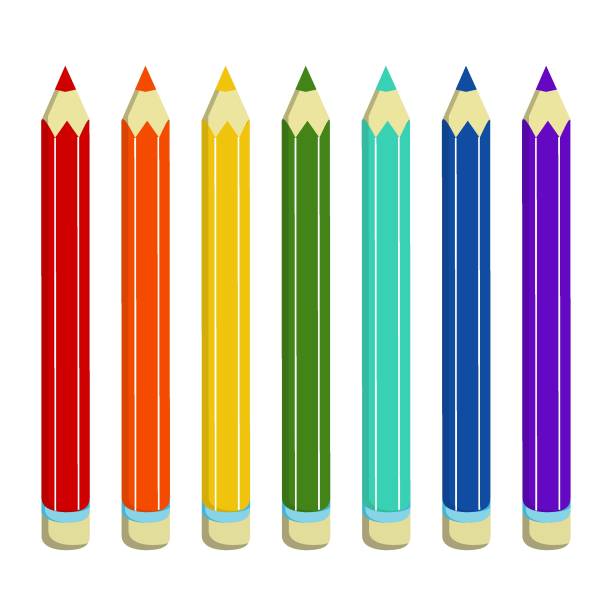ilustrações de stock, clip art, desenhos animados e ícones de vector illustration of multicolored pencils isolated on a white background - colour pencil