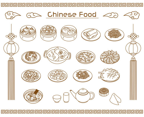 chinesisches essen einfache linie symbol - tea cup tea green tea chinese tea stock-grafiken, -clipart, -cartoons und -symbole