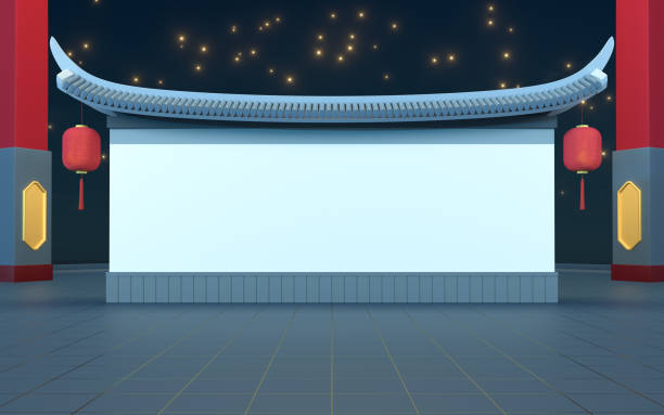 istock Blank wall with traditional Chinese style, 3d rendering. 1320629727