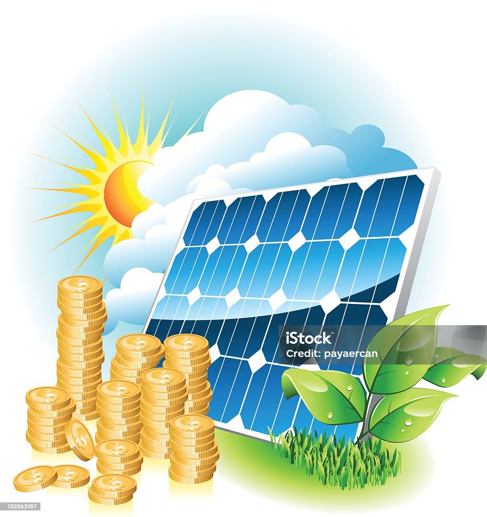Energia słoneczna - Grafika wektorowa royalty-free (Panel słoneczny)