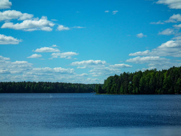 istock Cold forest lake in volcano mouth in Karelia 1320632843