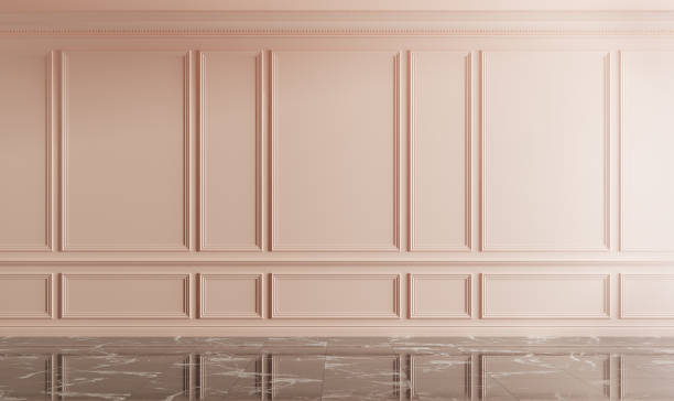 istock Classic interior with boiserie on the wall. Pink colored. 3d 1320632861