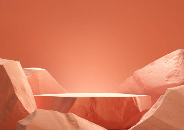 istock Pink stone podium for display product. 3d 1320632941