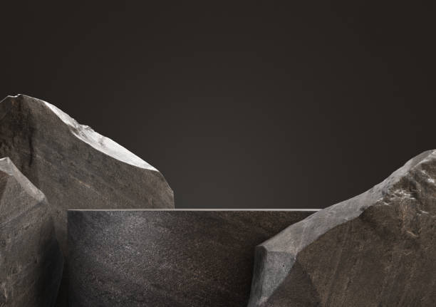 istock Dark stone podium for display product. 3d 1320633544