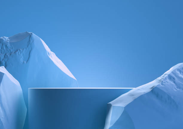 istock Blue colored stones podium for display product. 3d 1320633553