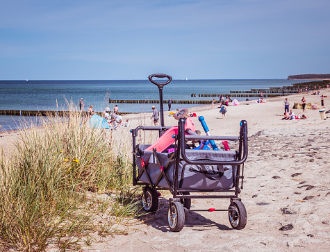 Beach wagon on the beach of Warnemuende on the Baltic Sea