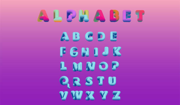 istock English alphabet in a modern 3D style. Creative vector font design. Creative set of three-dimensional alphabet with the ability to change the color. Plump Alphabet 1320638002