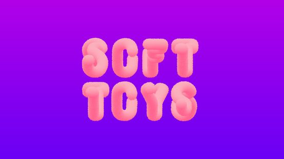 Lettering for a toy store. Banner of soft toys. Plush letters, 3d vector design