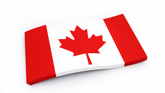 3d model of Canada flag on white background with shadow