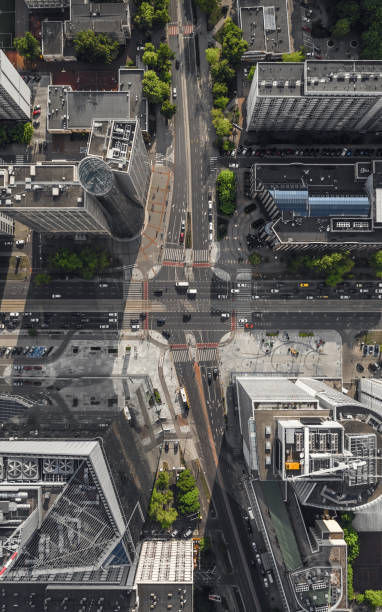 istock Top view of streets with car traffic 1320642324
