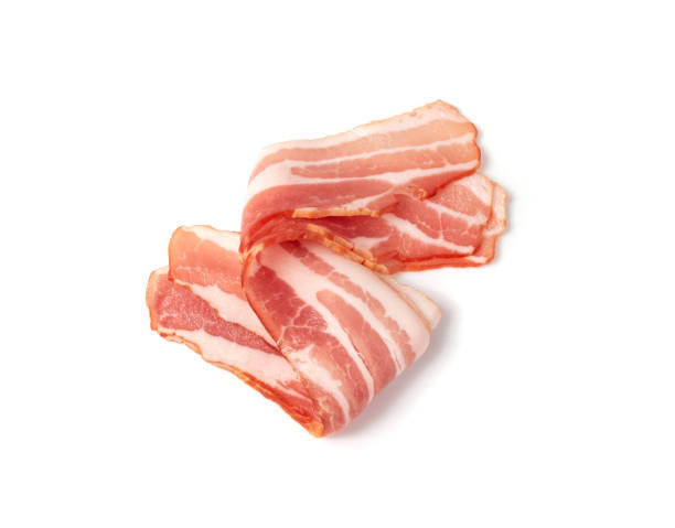 istock Raw Smoked Bacon Isolated, Streaky Brisket Slices 1320642423