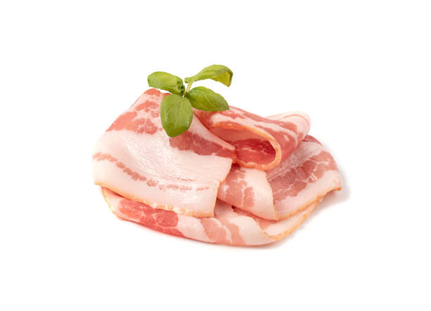 istock Raw Smoked Bacon Isolated, Streaky Brisket Slices 1320642433