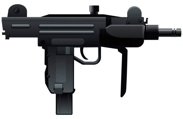 Uzi type submachine gun Uzi type submachine gun isolated uzi submachine gun stock illustrations