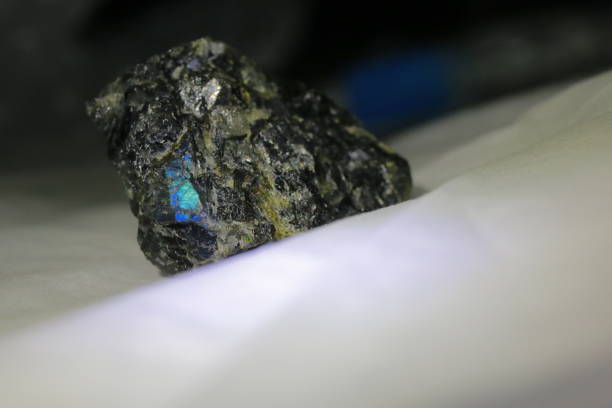 istock Spectrolite, a shiny blue black labradorite gemstone 1320648008
