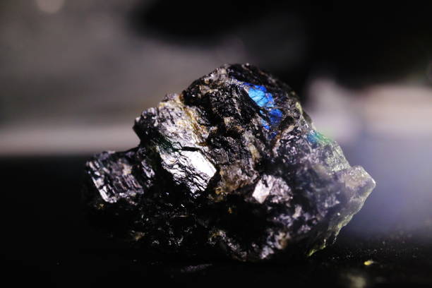 istock Spectrolite, a shiny blue black labradorite gemstone 1320648346