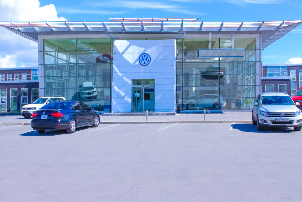 Kyiv, Ukraine - August 15, 2020: Volkswagen car store at Kyiv, Ukraine on August 15, 2020.