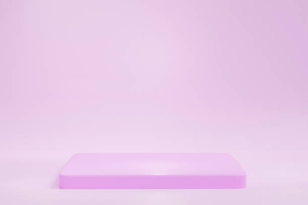 istock The pedestal on rose background with cylindrical stand concept Backdrop standing empty shelves 3D illustration. 1320654163