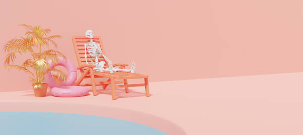 istock 3d render, abstract geometric shape pastel pink , summer scene minimal design beach chair and inflatable ,product display,  Pink Interior Background with sky 1320654923