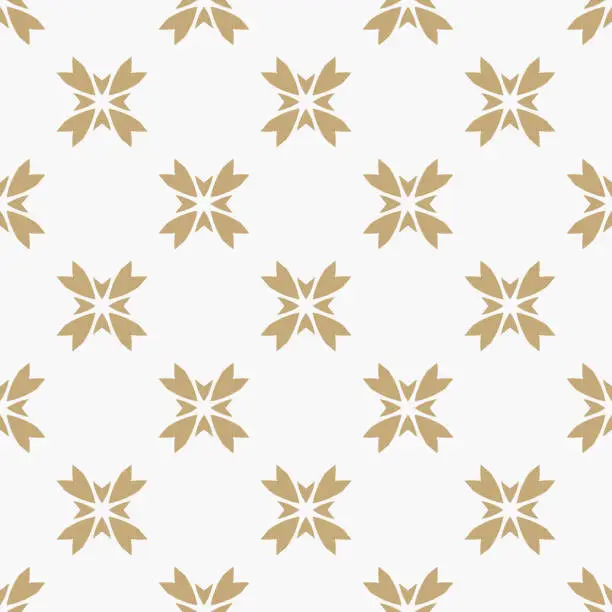 Vector illustration of Simple abstract vector geometric floral seamless pattern. Golden ornament